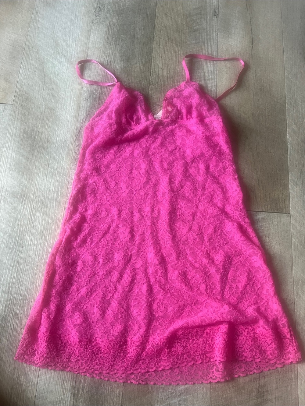 Victoria's Secret Hot Pink Lace Slip Chemise